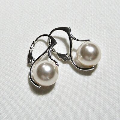 Sterling Silver Swarovski® Pearl Leverback Earrings