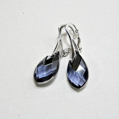 Sterling Silver Swarovski® Metallic Cap Pear Earrings