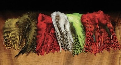 Hareline Saddle Hackle Grizzly Variant 4-6in.