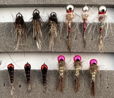 12 piece Tungsten Jig Nymph Assortment (Size 18)