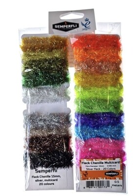 Silver Holo Fleck Chenille 15mm Multi Card 