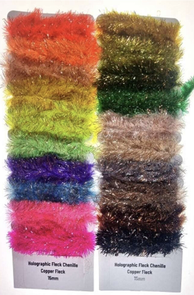 Semperfli Copper Holo Fleck Chenille Multi-card 15mm 20 colors