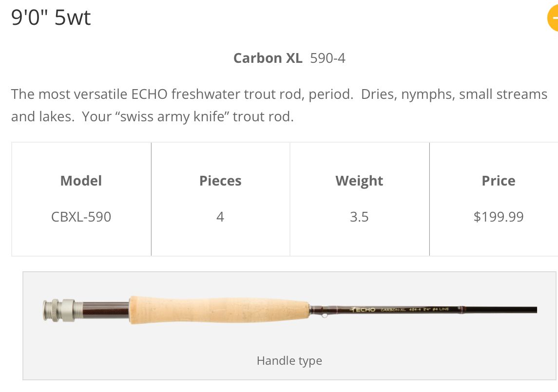 Echo Carbon XL Fly Rod 4pc. W/case