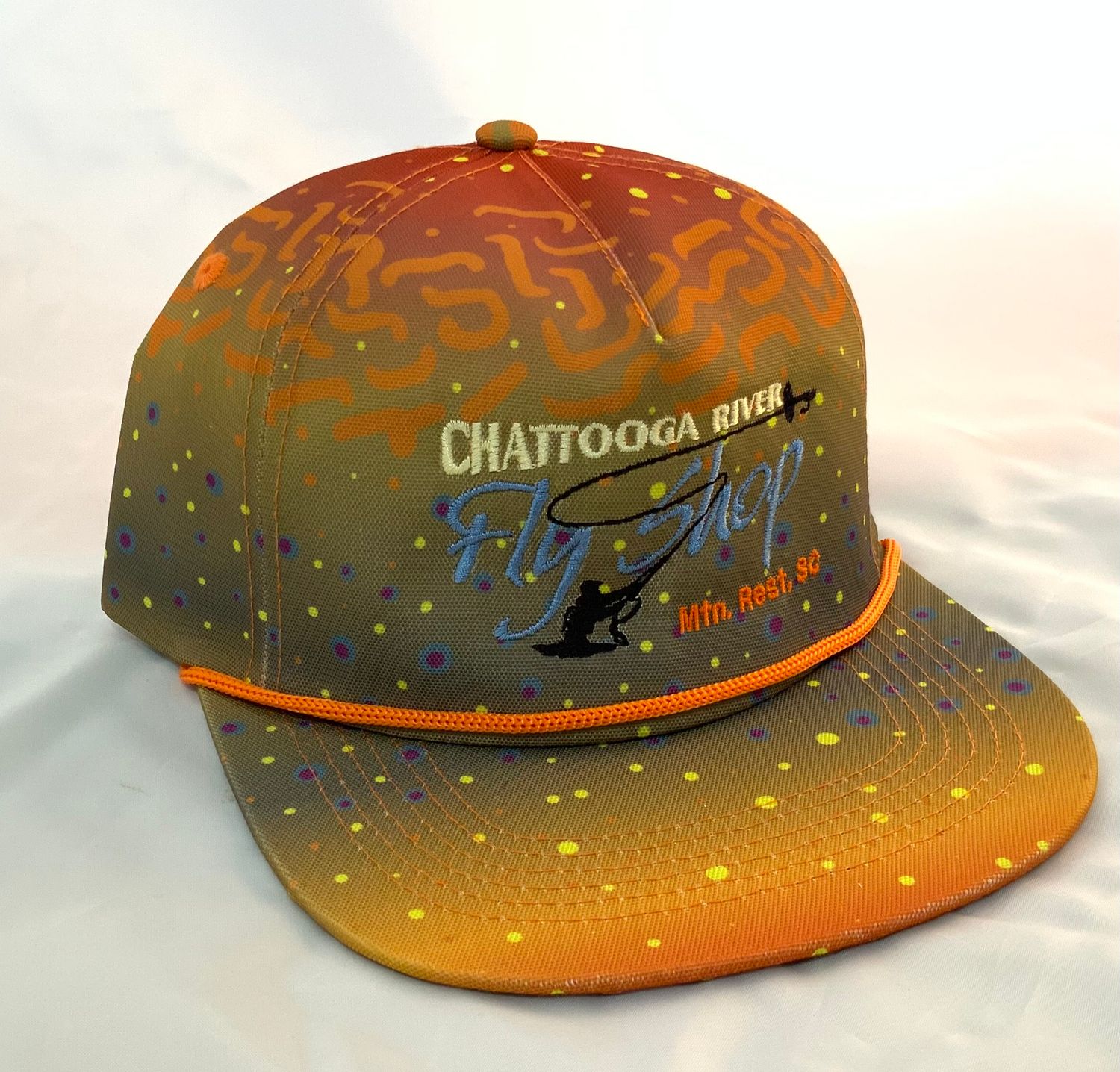 TROUT Print Chattooga River Fly Shop logo Hat