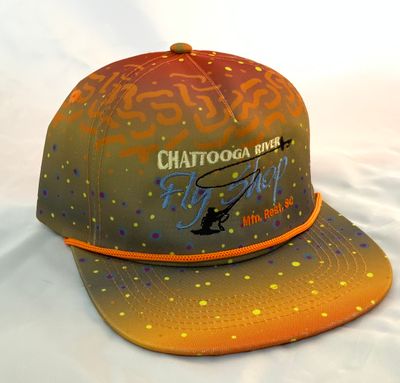 TROUT Print Chattooga River Fly Shop logo Hat