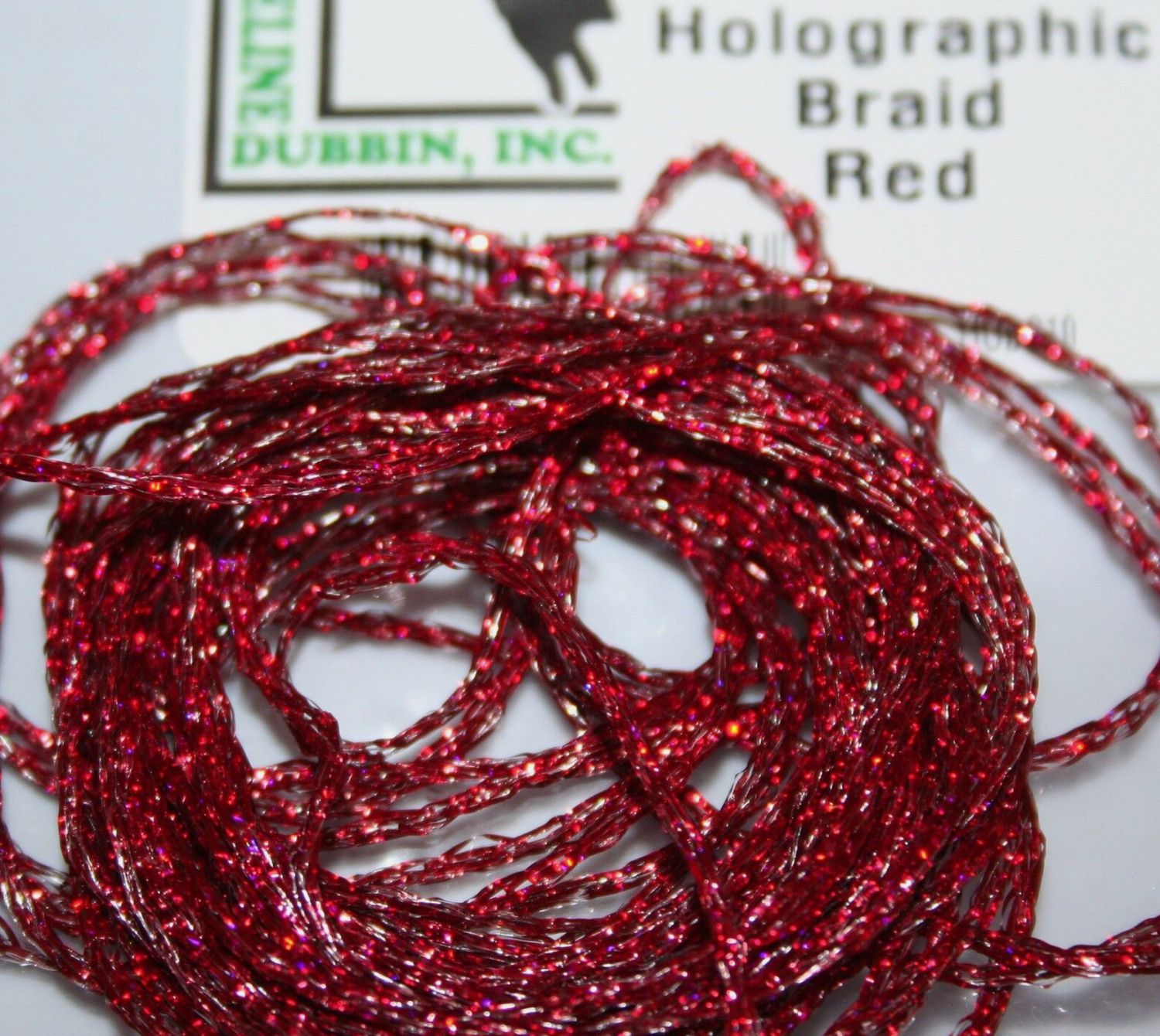 Hareline Holographic Braid RED Fly Tying Material