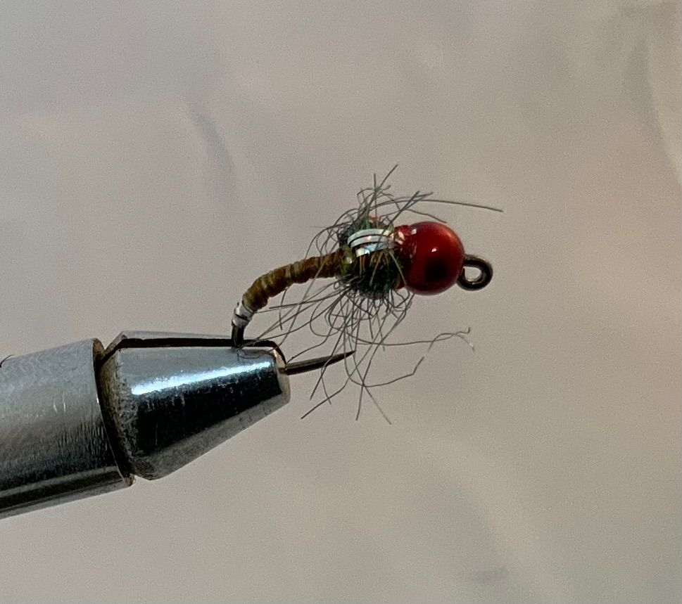 Trout Flies Czech Nymph Olive/Red 3 Each