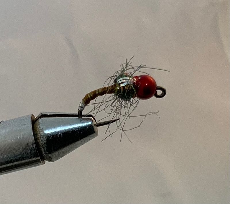 Trout Flies Czech Nymph Olive/Red 3 Each