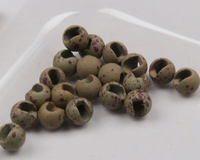 Hareline Slotted Tungsten Beads Mottled Brown