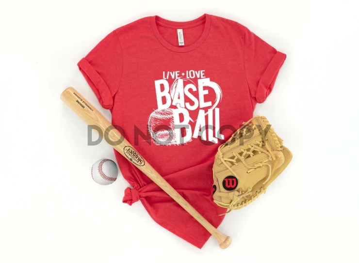 Live Love Baseball White Screen Print Transfer