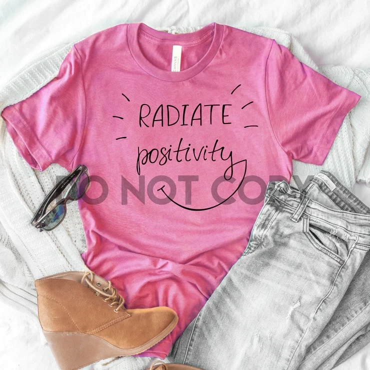 Radiate Positivity Smile Black Screen Print Transfer