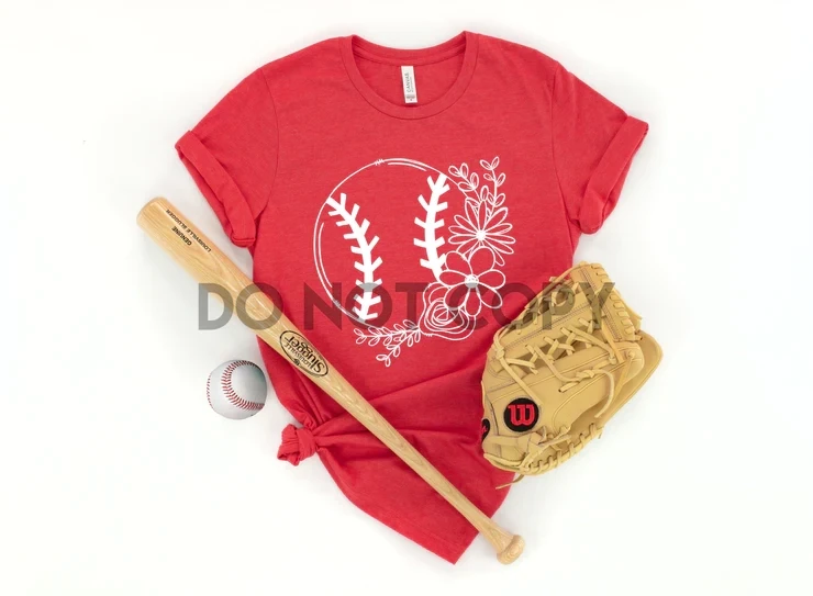 Baseball Softball Floral Screen Print Transfer