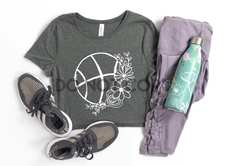 Basketball Floral Screen Print Transfer