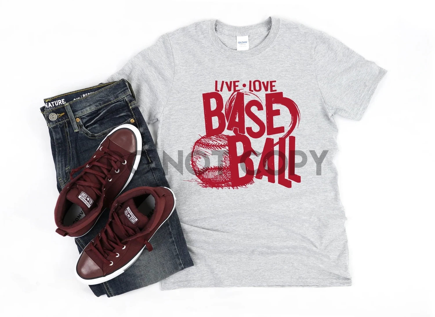Live Love Baseball Red Screen Print Transfer