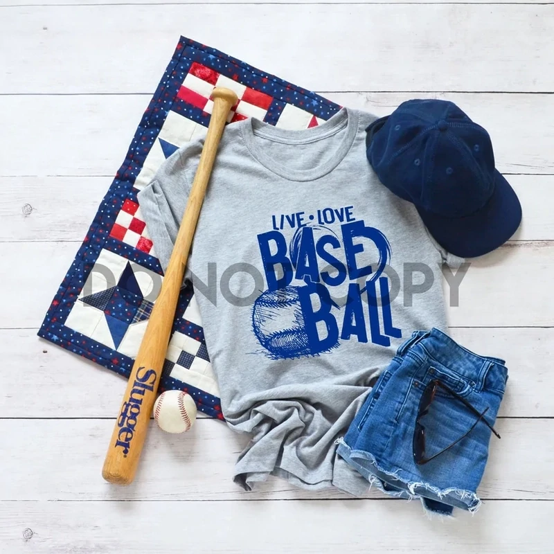 Live Love Baseball Blue Screen Print Transfer