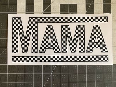 Mama Checkerprint Black Screen Print Transfer