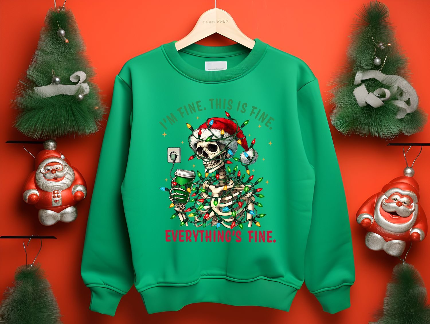 I&#39;m Fine Christmas Skellie DTF Print
