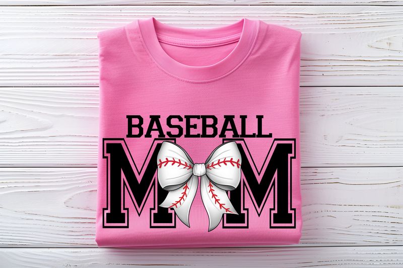 Baseball Mom Coquette Bow DTF Print