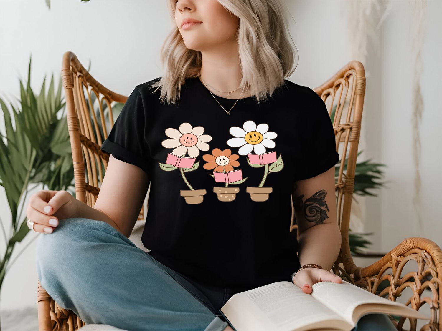 Hippie Flower Books DTF Print