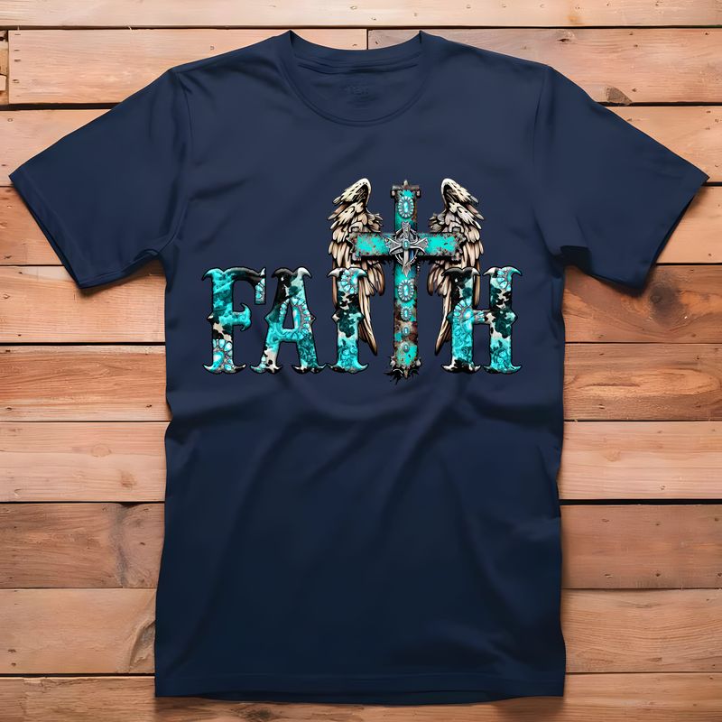 Turquoise Faith Cross DTF Print