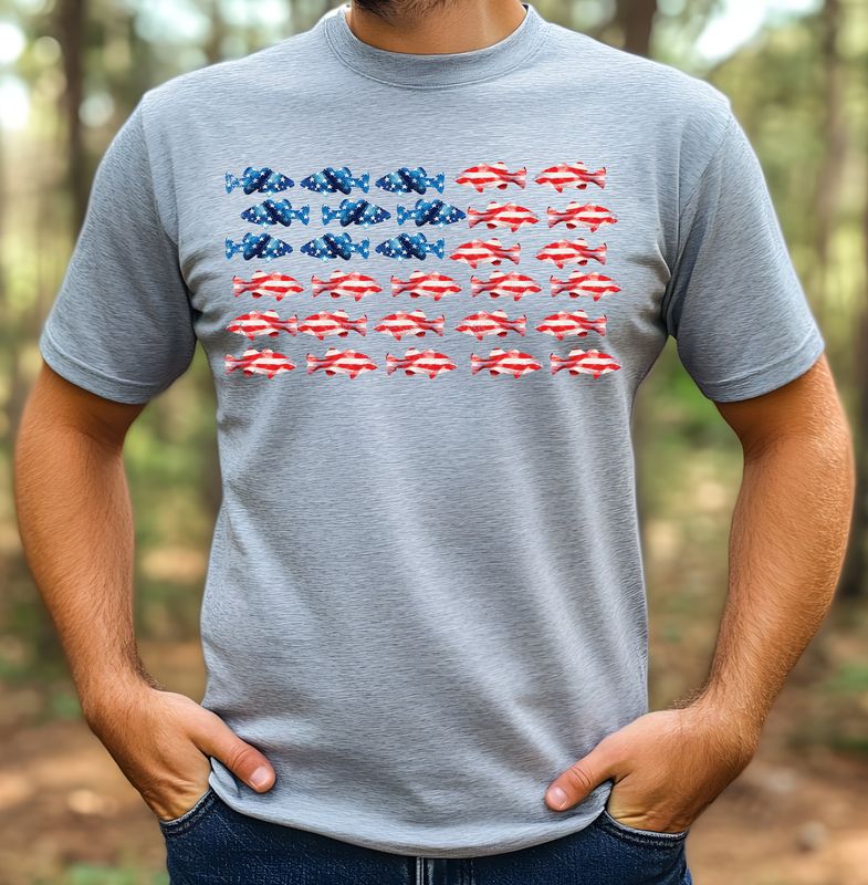 Patriotic Fish Flag DTF Print