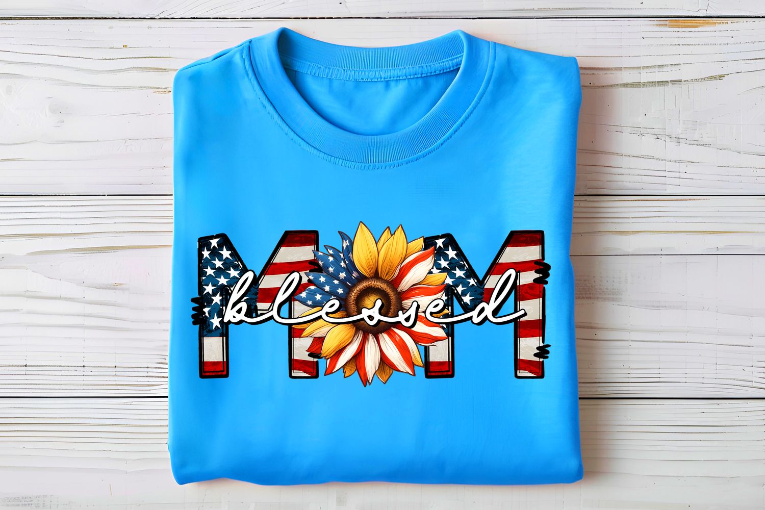 Blessed Mom Patriotic Sunflower