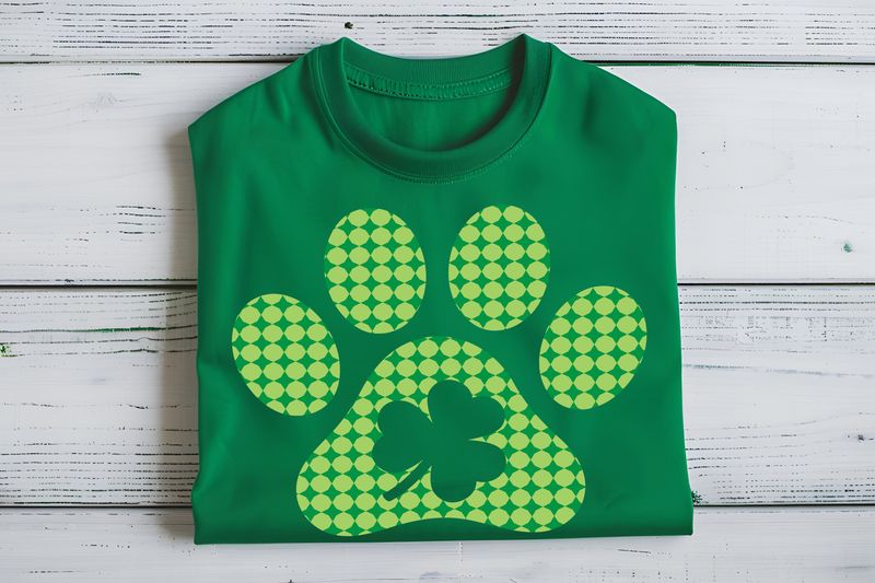 Shamrock Checkered Paw Print DTF Print