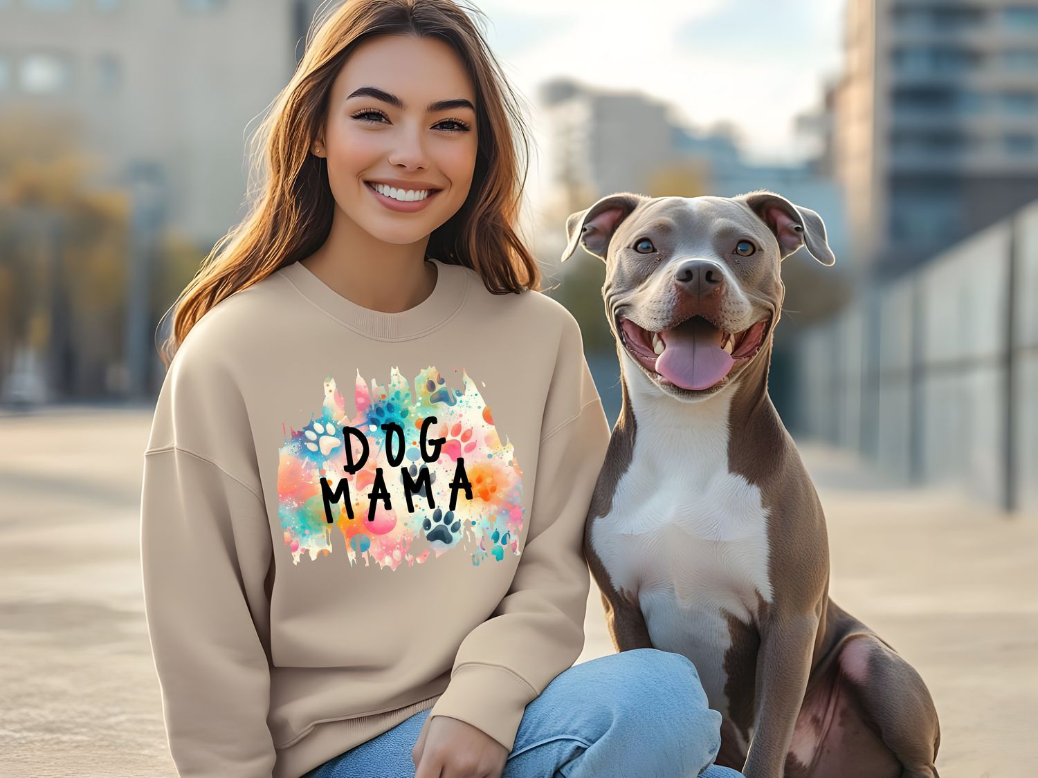 Dog Mama Watercolor Brushstroke DTF Print