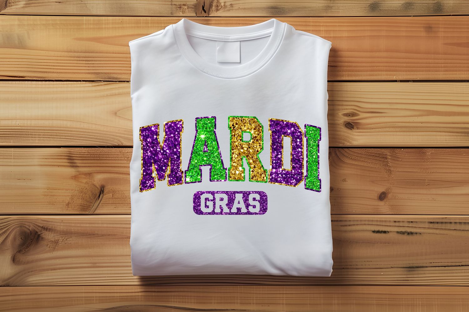 Mardi Gras Varsity Glitter DTF Print
