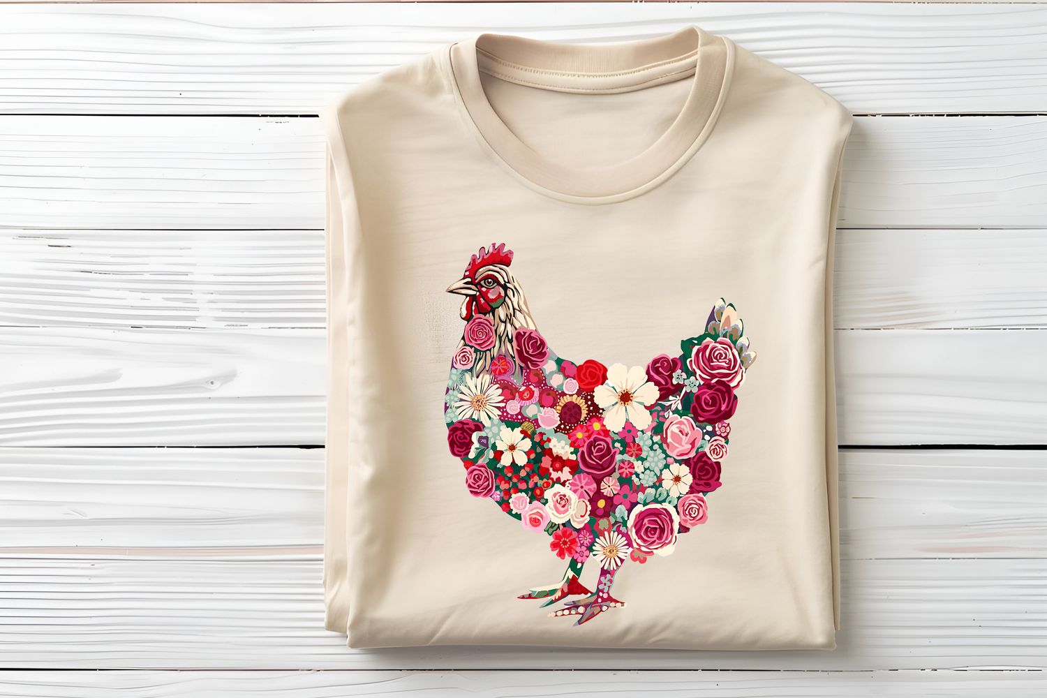Flower Chicken Roses DTF Print