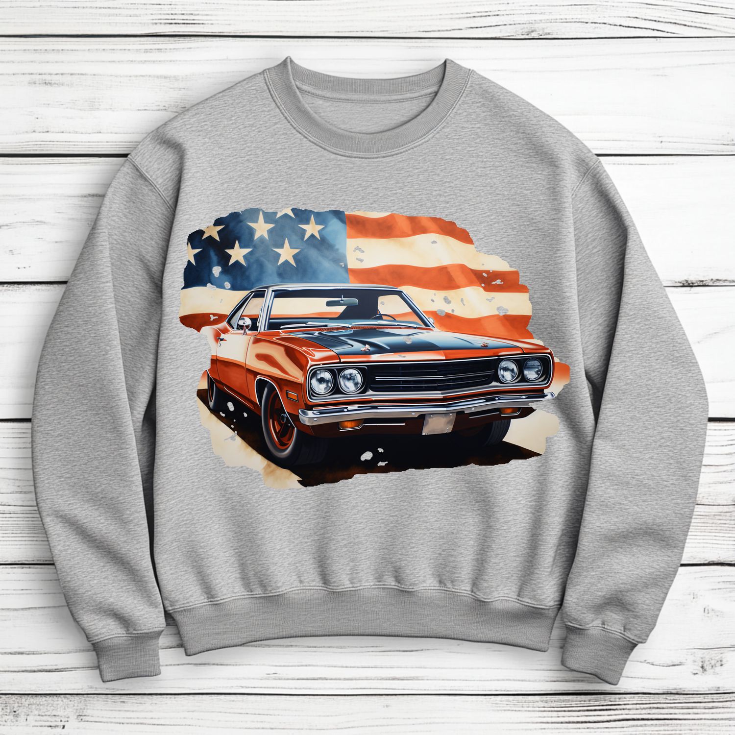 Patriotic Distressed Hot Rod DTF Print