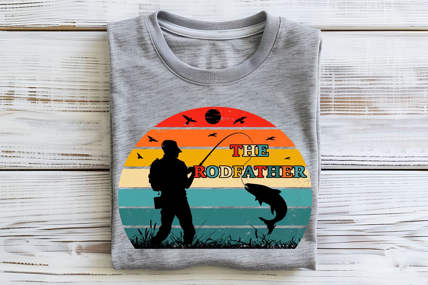 The Rodfather Retro Fishing Father&#39;s Day DTF Print