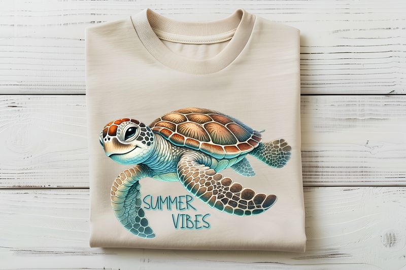 Summer Vibes Turtle DTF Print