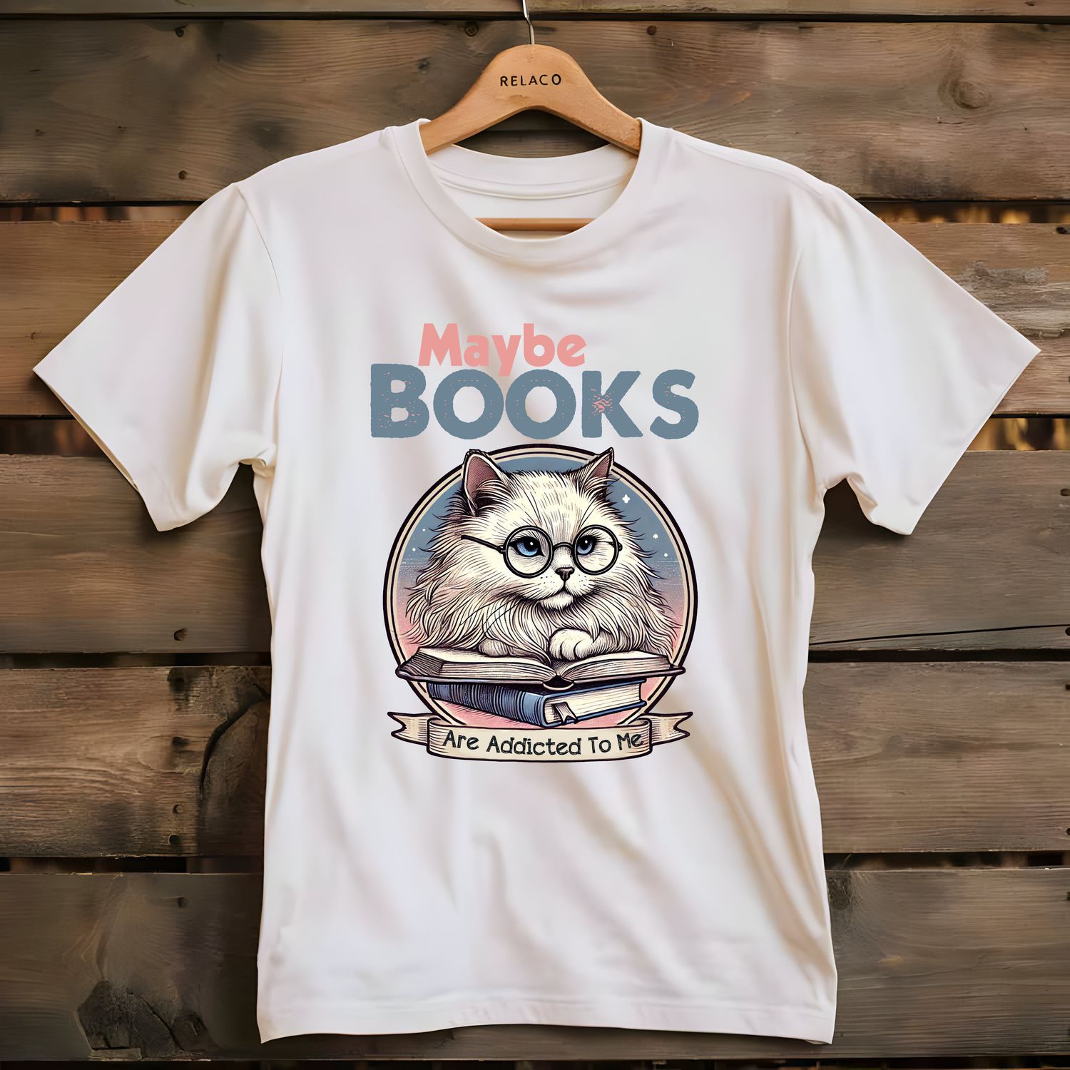 Books Are Addicted To Me Cat DTF Print
