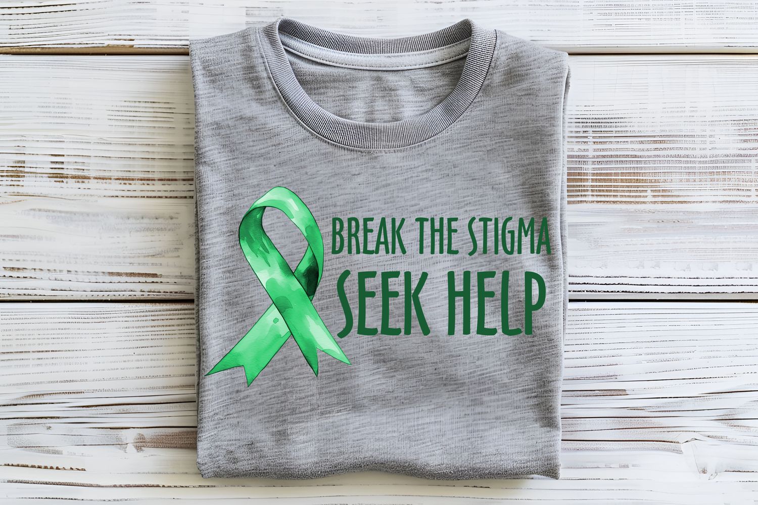 Break The Stigma Green Ribbon DTF Print