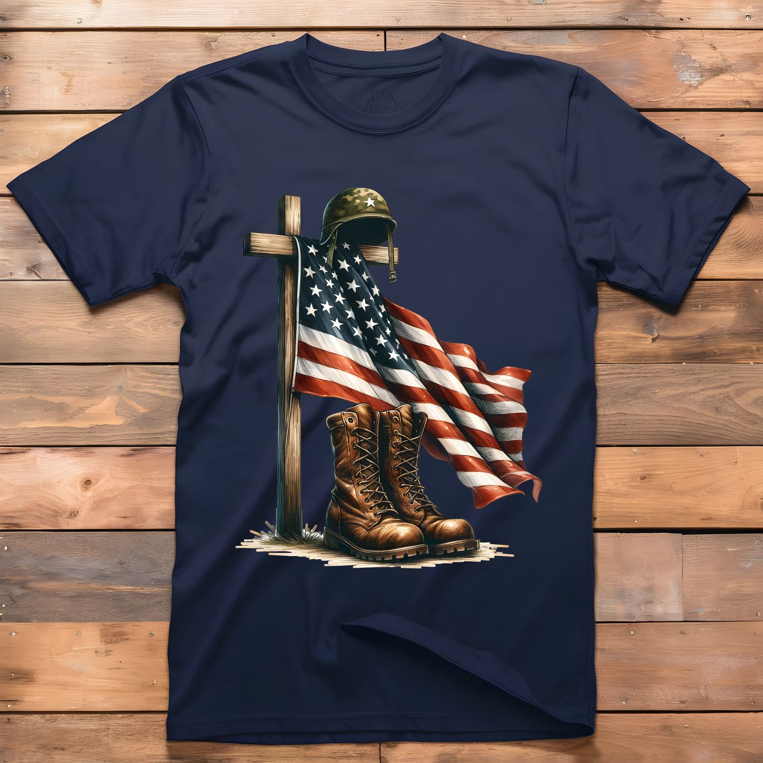 Military Memorial Cross and Flag DTF Print