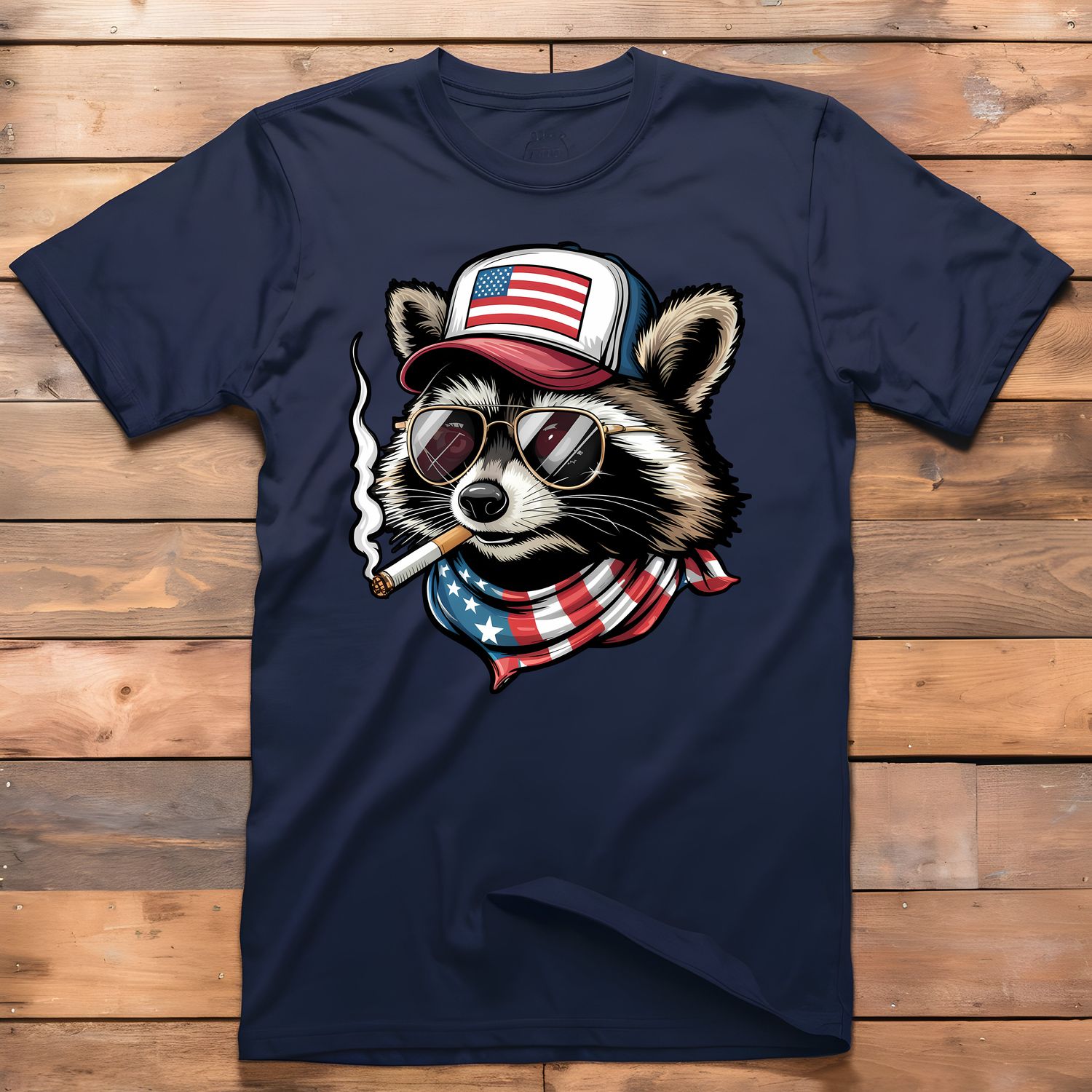 Patriotic Smoking Raccoon DTF Print
