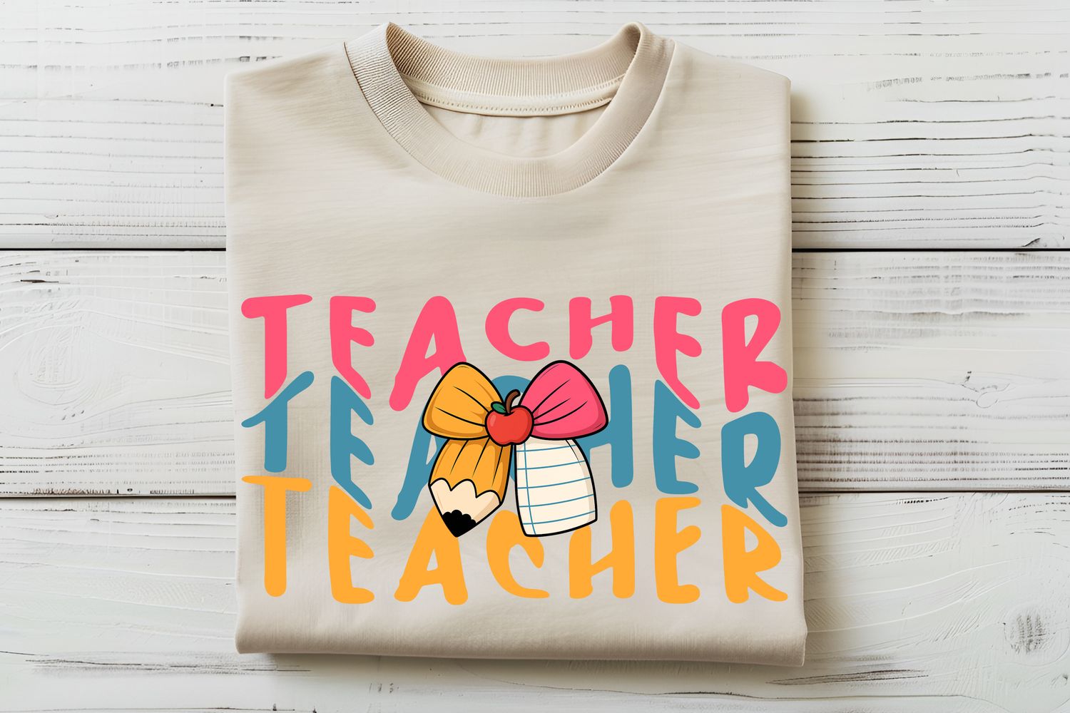 Teacher Wavy School Bow DTF Print