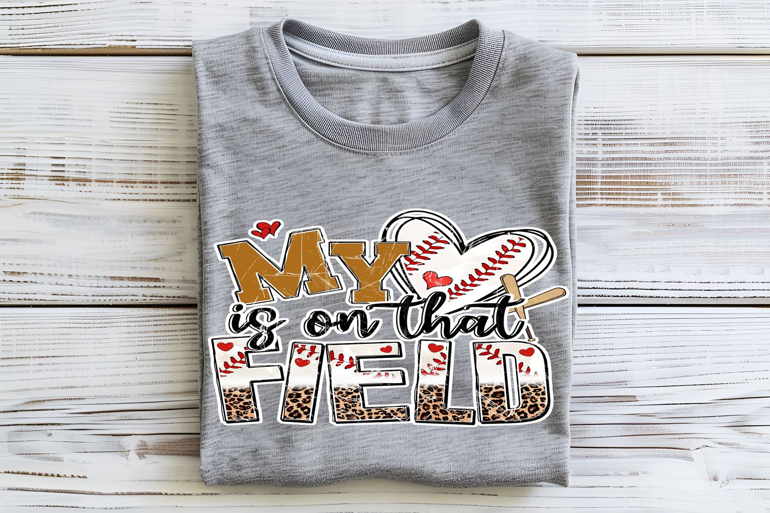 Heart On That Field Baseball DTF Print