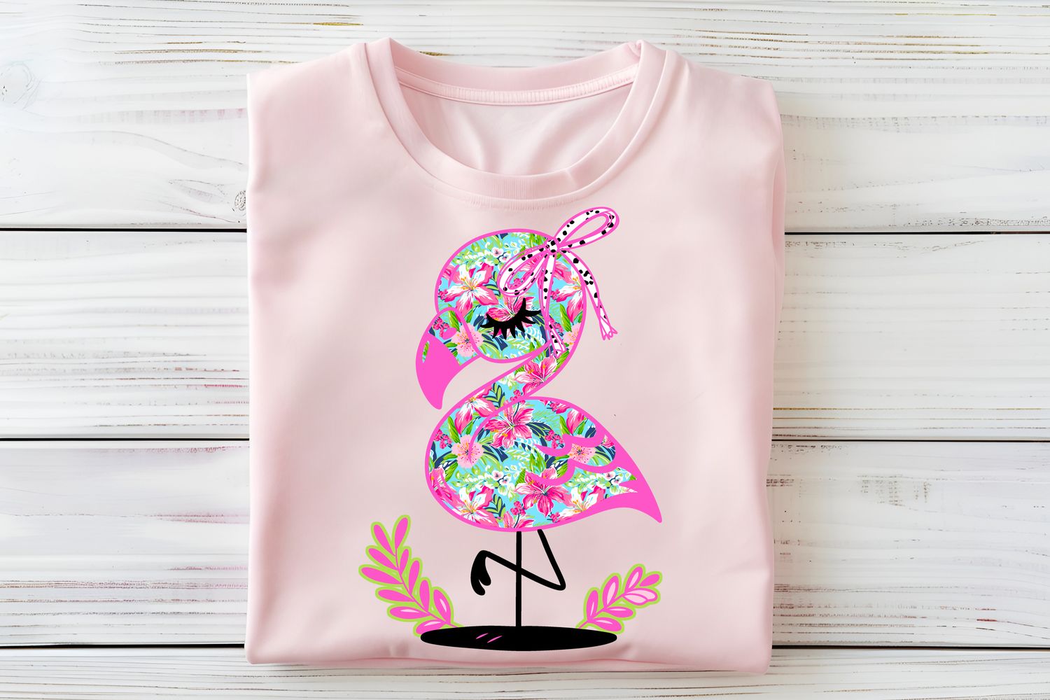 Floral Flamingo DTF Print