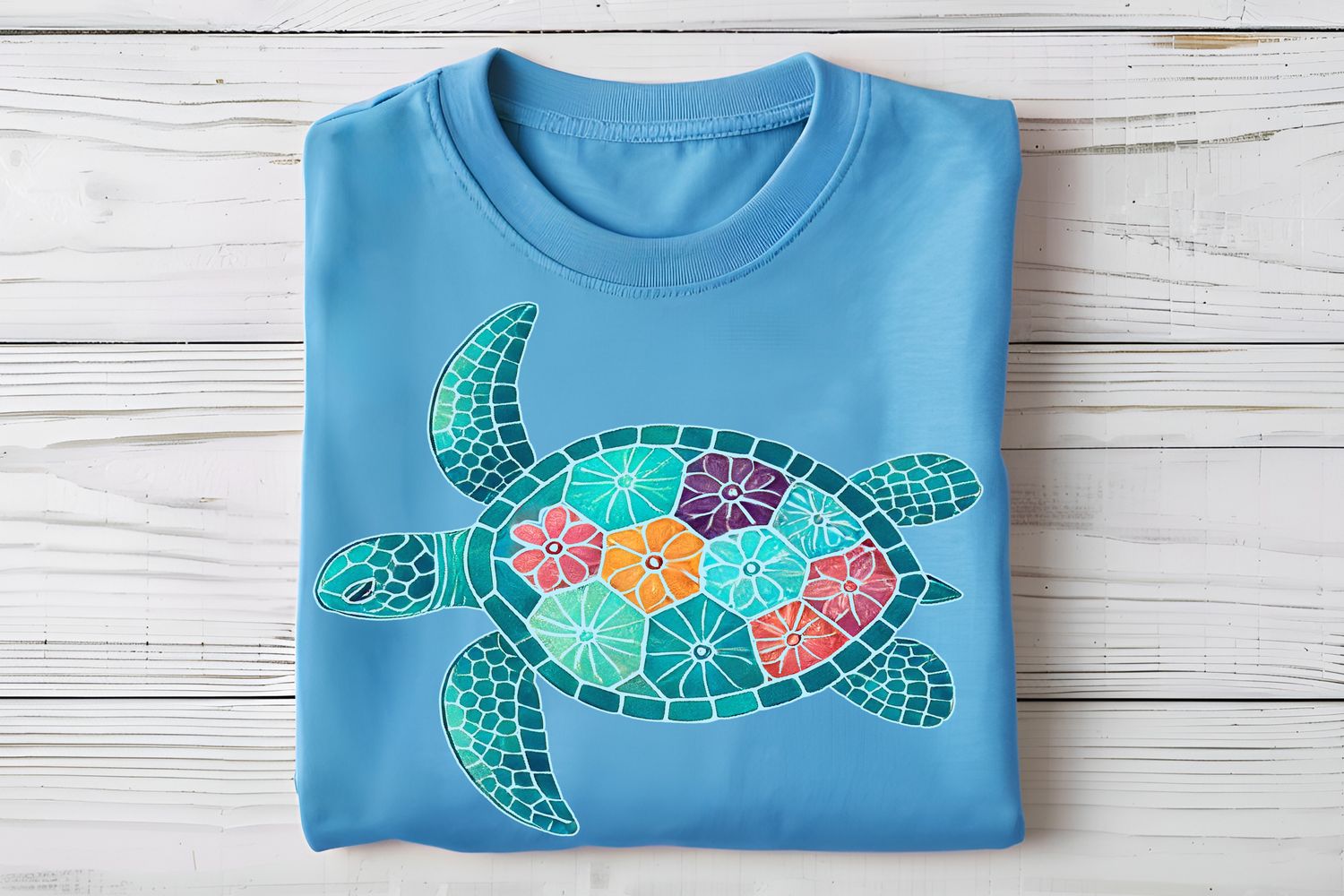 Floral Sea Turtle DTF Print