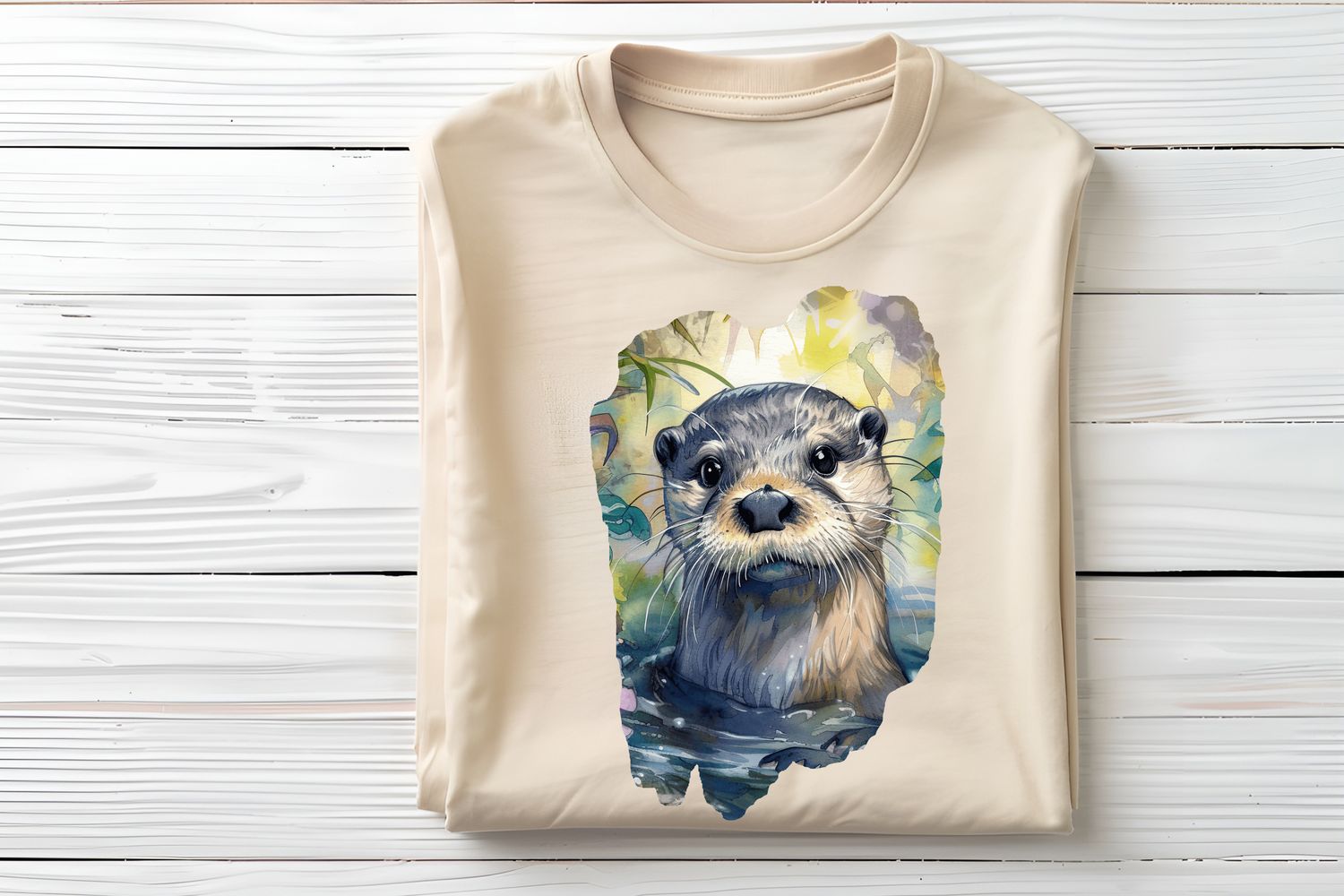 Otter Watercolor Brushstroke DTF Print