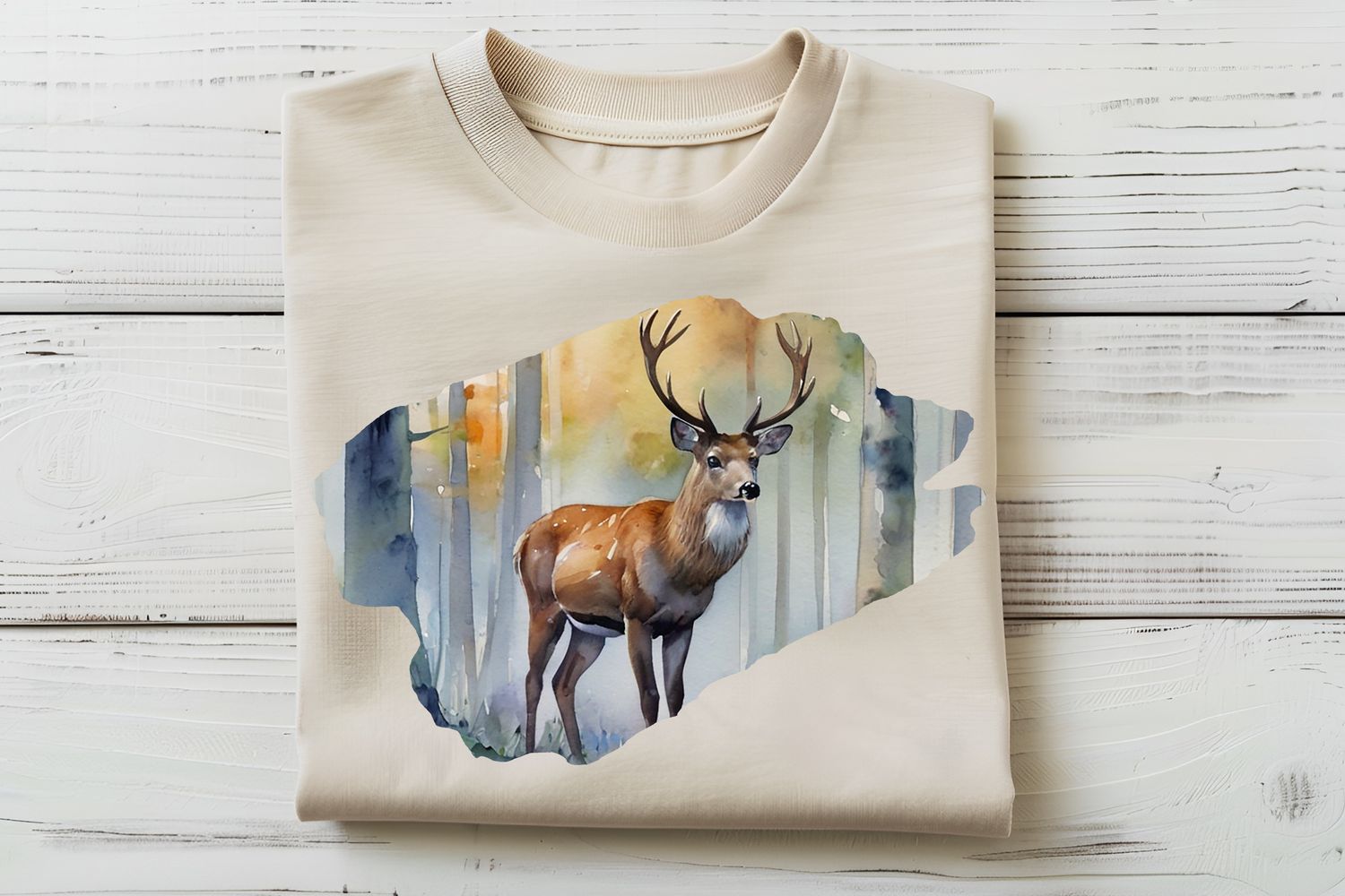 Watercolor Deer Brushstroke DTF Print