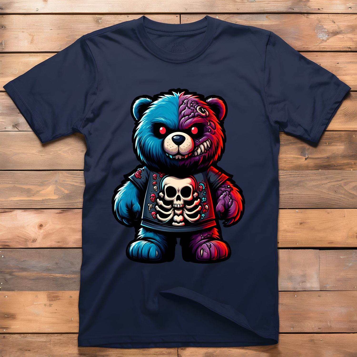 Two Tone Scary Zombie Skeleton Bear Halloween DTF Print