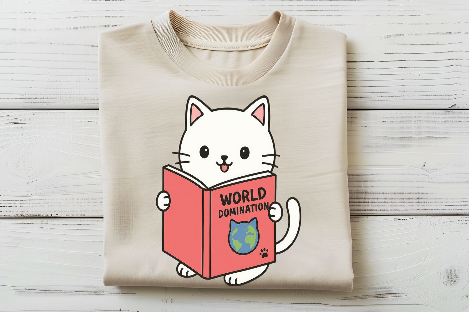 World Domination Reading Cat Funny DTF Print