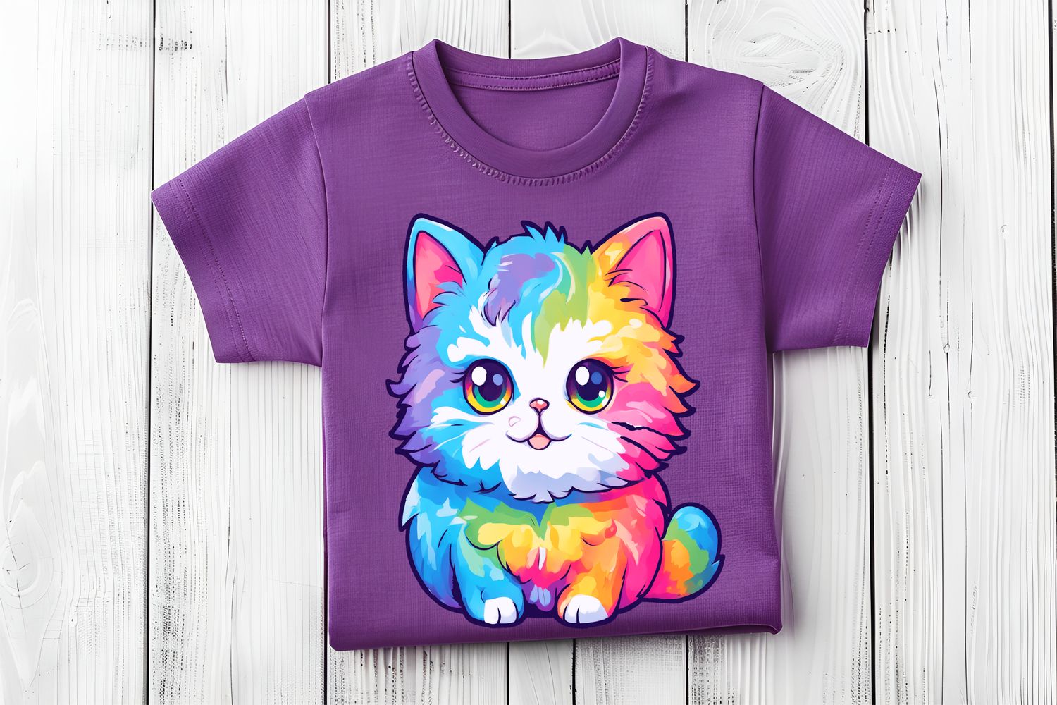 Rainbow Colored Kitty Cat DTF Print