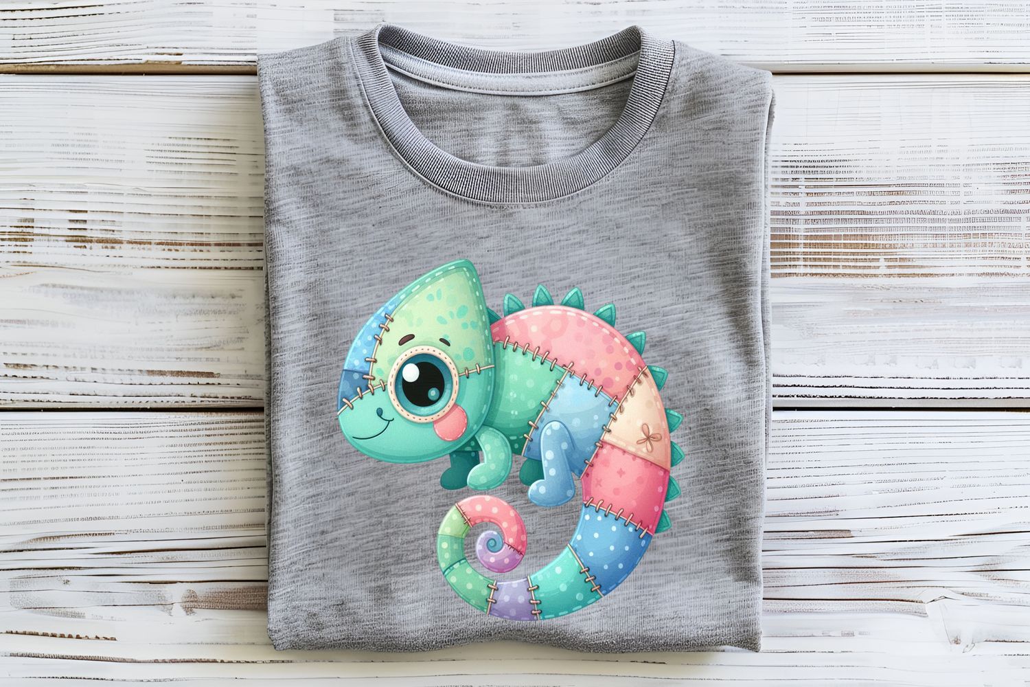Patchwork Chameleon DTF Print