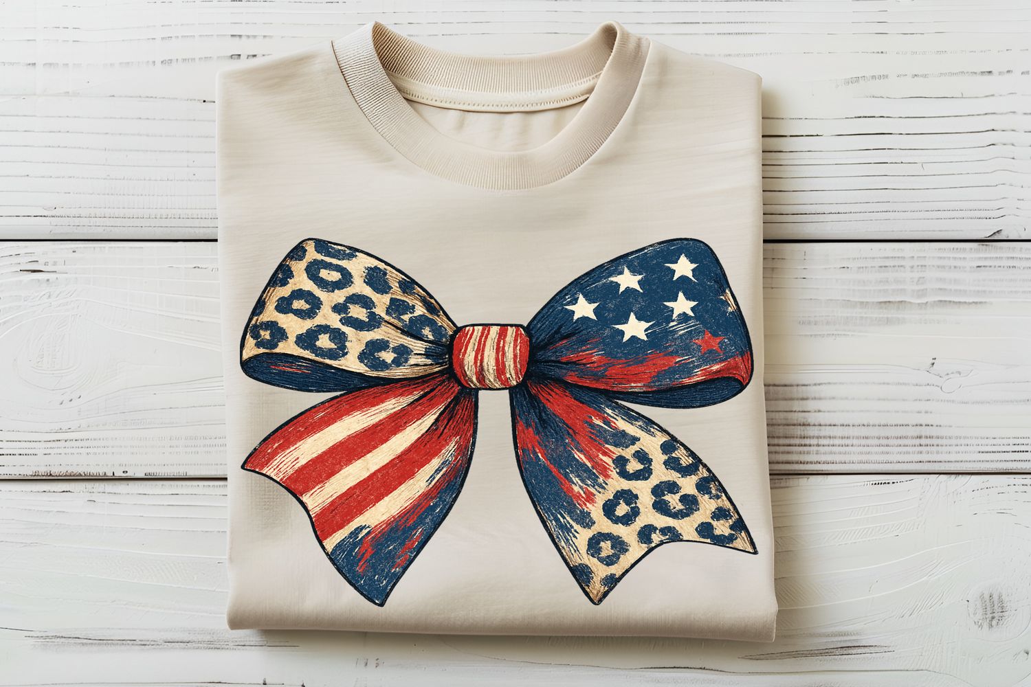 Patriotic Leopard Bow DTF Print