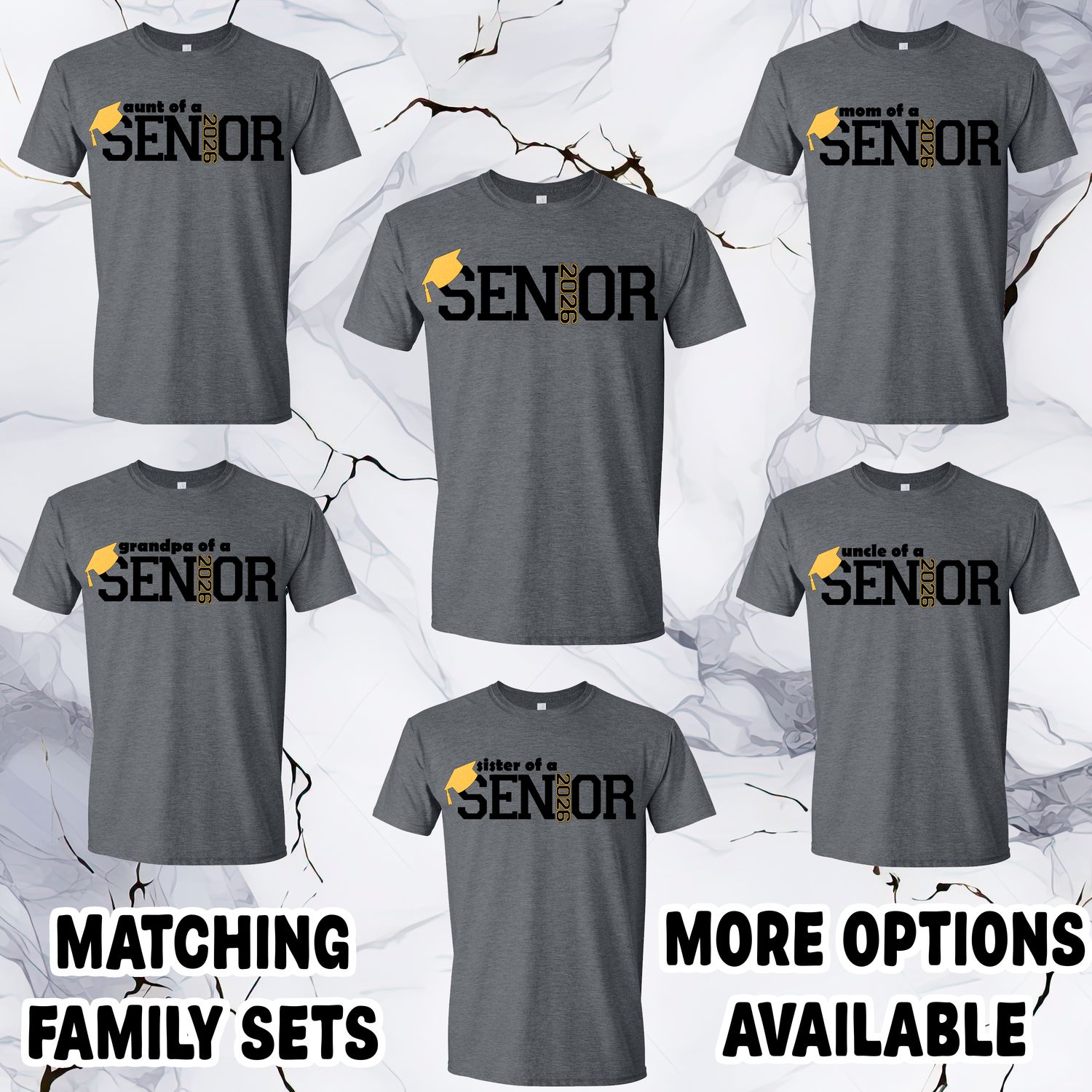 Senior 2026 Matching Family Black Font DTF Print