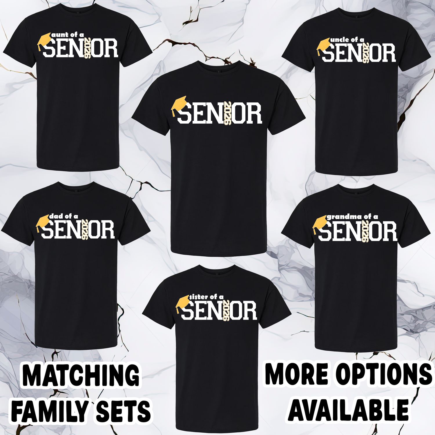 Senior 2026 Matching Family White Font DTF Print
